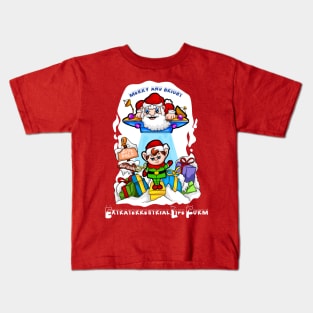 CHRISTMAS ELF: ELF Extraterrestrial Life Form with Santa Claus Kids T-Shirt